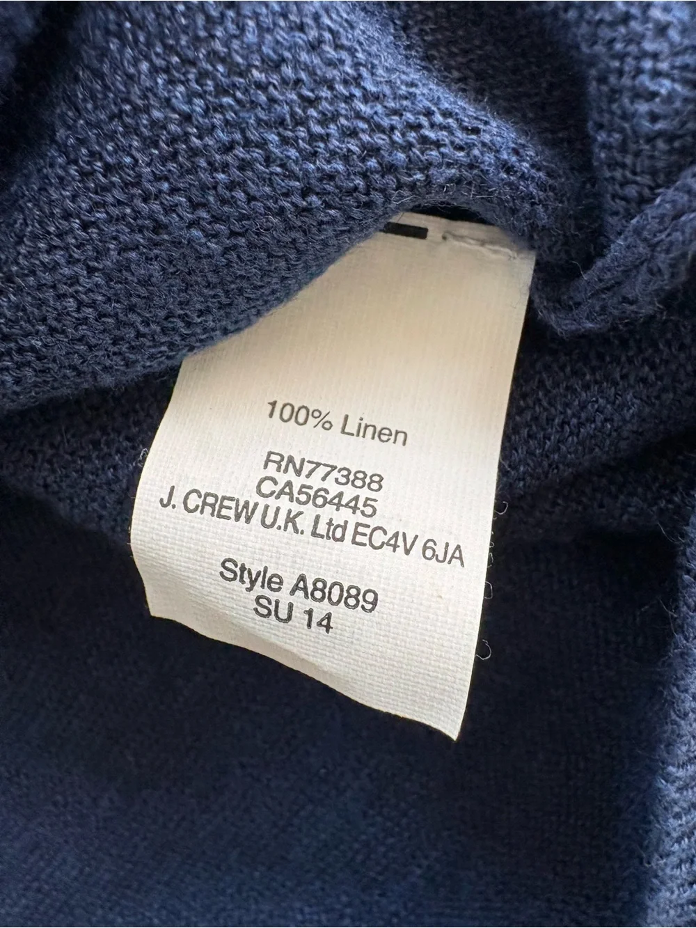J. Crew Women's Navy Lightweight Linen Crewneck Sweater